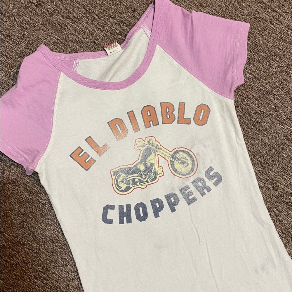 Hollister vintage tee, vintage El Diablo Choppers, raglan tee - Picture 2 of 8